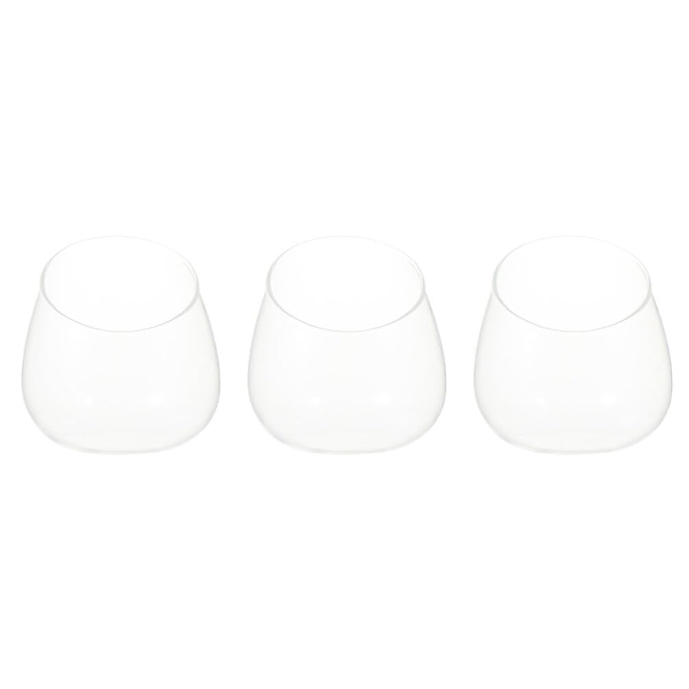 GANAZONO Succulent Planter Pot Set of 2 Half-Round Glass Hydroponic Flower Bowls for Indoor Plants and Home Decoration 5.90X4.33X2.36 Inches