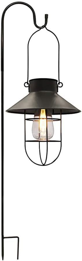 Retro Solar Lantern for Garden Decoration Outdoor Waterproof Light Vintage Solar Lamp w/Tungsten Bulb Ornament for Patio (D)