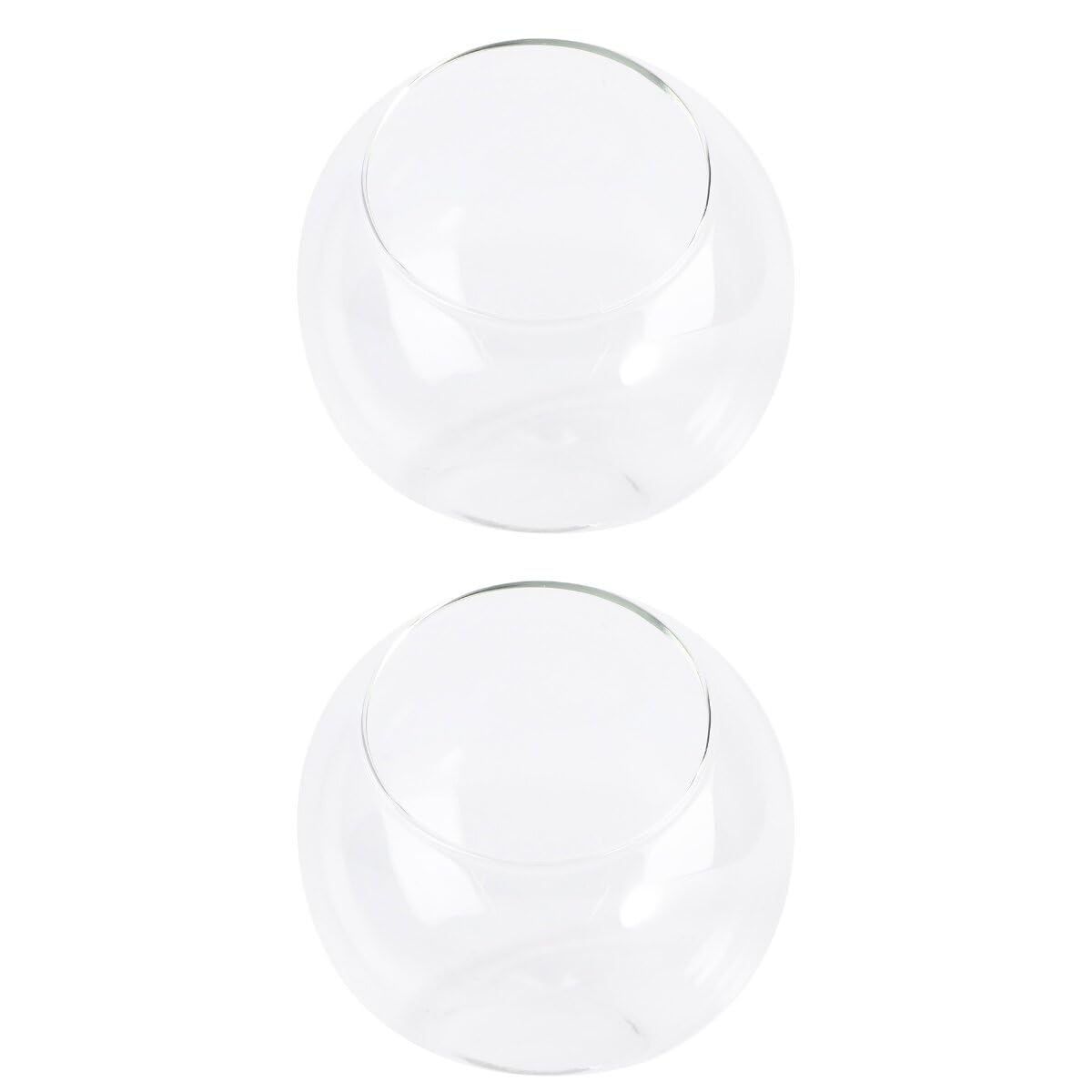GANAZONO Succulent Planter Pot Set of 2 Half-Round Glass Hydroponic Flower Bowls for Indoor Plants and Home Decoration 5.90X4.33X2.36 Inches
