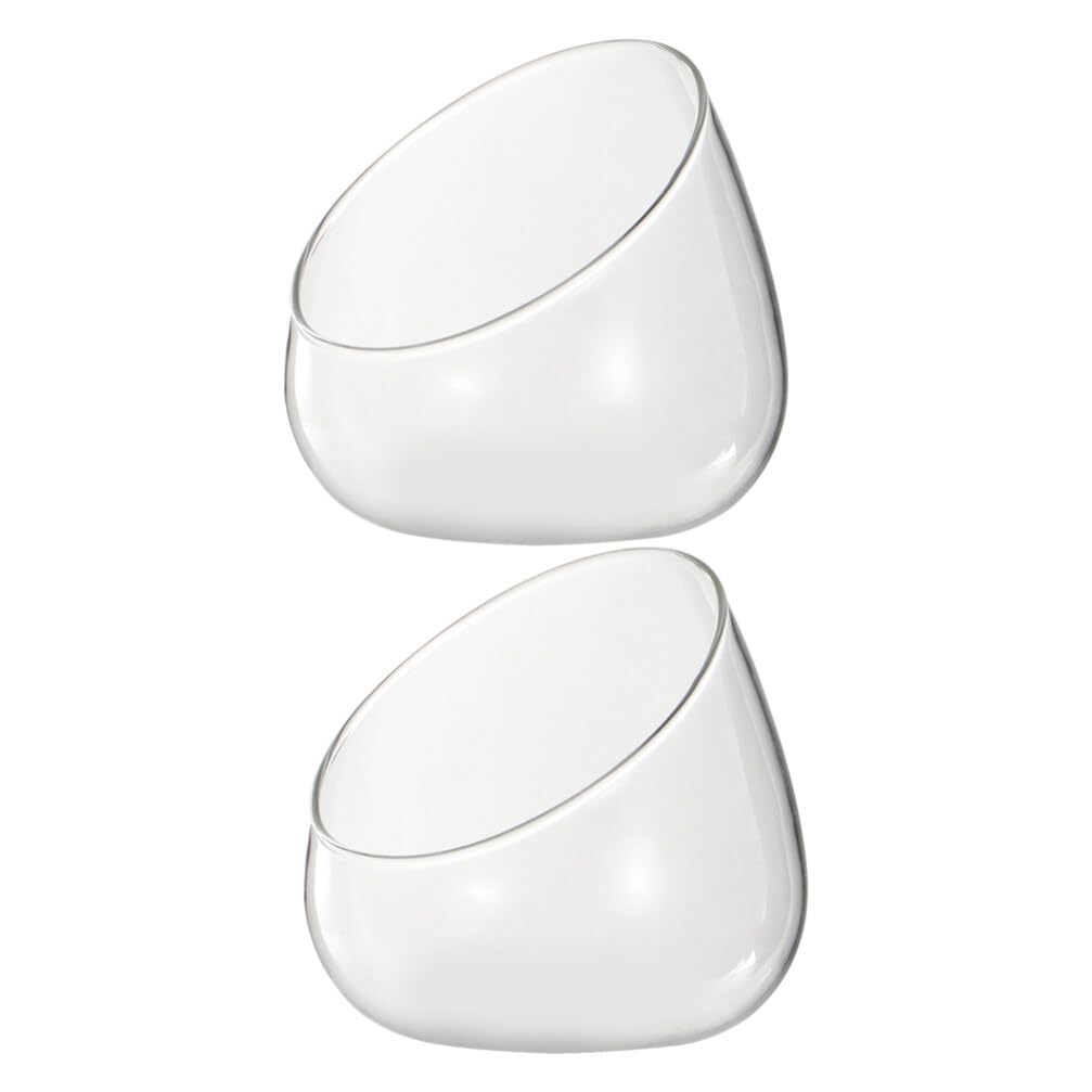 GANAZONO Succulent Planter Pot Set of 2 Half-Round Glass Hydroponic Flower Bowls for Indoor Plants and Home Decoration 5.90X4.33X2.36 Inches