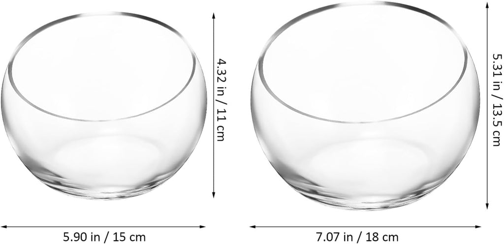 GANAZONO Succulent Planter Pot Set of 2 Half-Round Glass Hydroponic Flower Bowls for Indoor Plants and Home Decoration 5.90X4.33X2.36 Inches