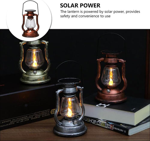 Cabilock Solar Powered Retro Kerosene Lantern Vintage Led Flame Light Handheld Outdoor Solar Lamp for Garden Patio Decoration Portable Hanging Lantern
