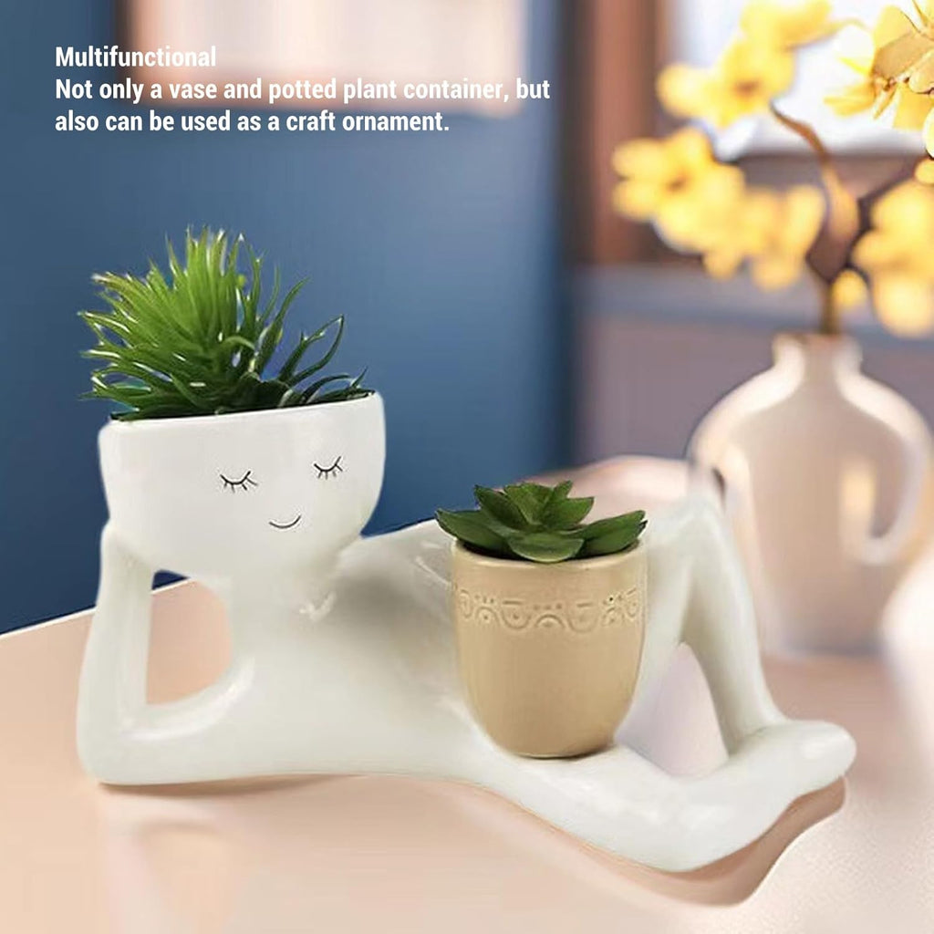 Lazy Planter, Breathable Synthetic Flower Pot for Desktop Decoration, Creative Design for Home Ornament