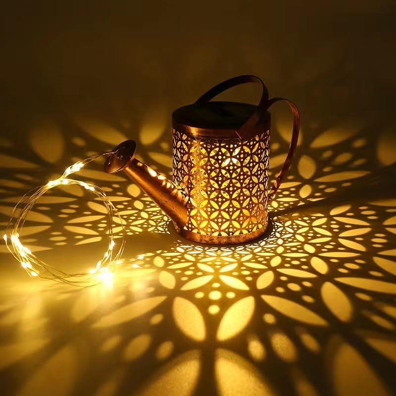 Solar Watering Can Lights Outdoor Garden,Outdoor Light Garden Plant Ornaments Solar Powered Waterproof Retro Metal Fairy Lights with Bracket for Yard Patio Pathway Lamp Decorations Garden Gifts