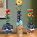 Starry Night Vase Plant Pot,Van Gogh Inspired Resin Flower Pot - Abstract Rainbow Planter with Artistic Brushstroke Design Stylish Art Flower Pot Unique Home Decor for Plants (3pcs)