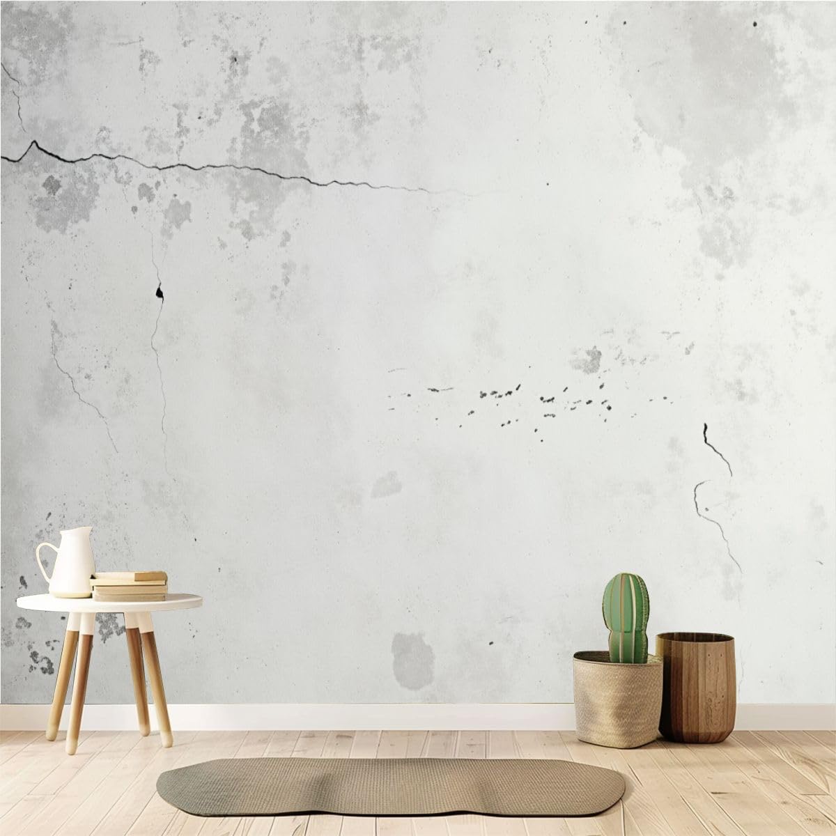 Peel and Stick Wallpaper 100'' x 144'' Self-Adhesive Wall Mural Distressed Wooden Planks Teal Brown White Colors Large Wall Sticker, Removable Decor for Bedroom Living Room, Office