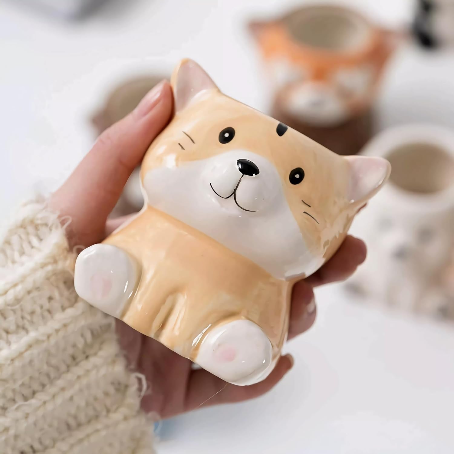 Cute Cartoon Animal Shaped Succulent Cactus Plant Pots-Plants Not Included (About 2.8 Inches) (Randomly 12 PCS)