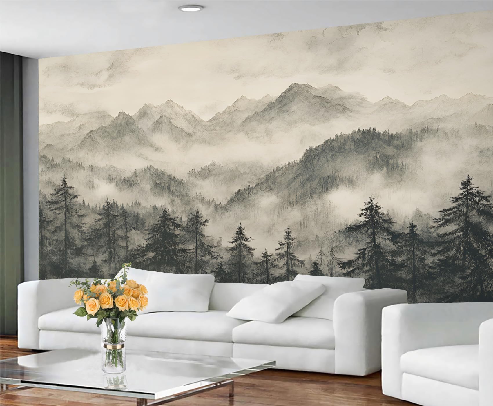 Colorful Wood Grain Wall Mural - Distressed Murals, Wooden Stripes Large Wall Murals for Living Room, Wood Grain Mural - 197" x 118.2" (Not Peel n' Stick)