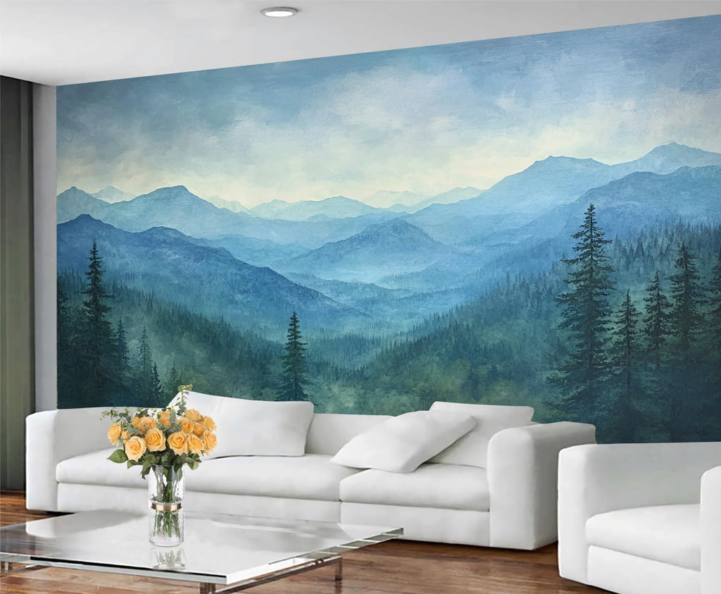 Colorful Distressed 3D Wood Grain Striped Wall Mural for Living Room & Bedroom, 197" x 118.2", Non-Adhesive