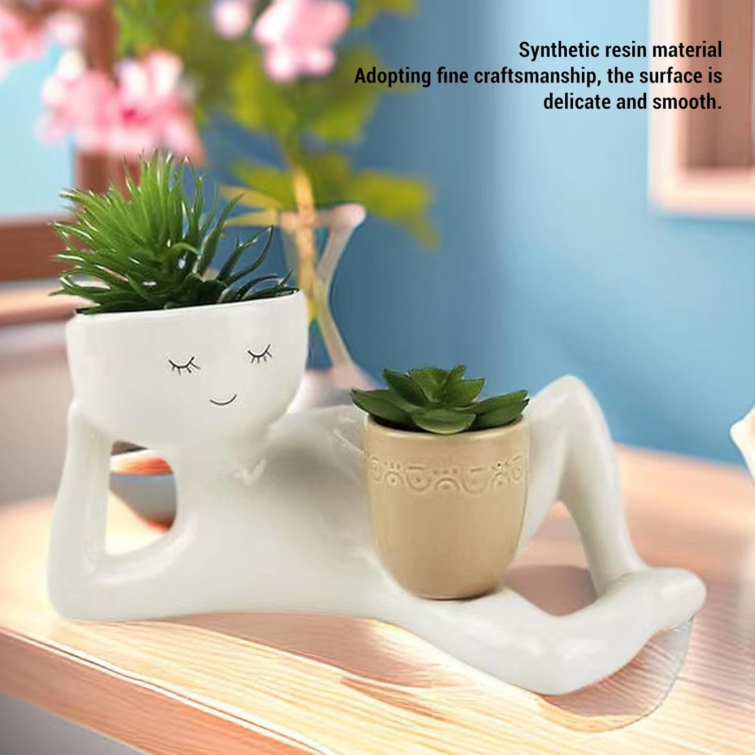 Lazy Planter, Breathable Synthetic Flower Pot for Desktop Decoration, Creative Design for Home Ornament