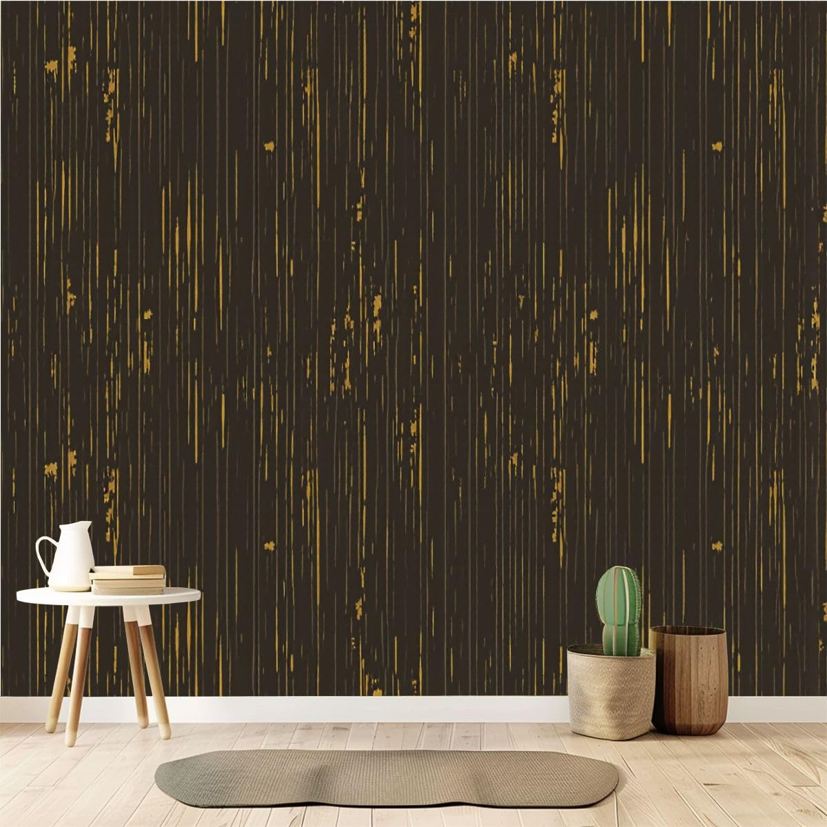 Peel and Stick Wallpaper 100'' x 144'' Self-Adhesive Wall Mural Distressed Wooden Planks Teal Brown White Colors Large Wall Sticker, Removable Decor for Bedroom Living Room, Office