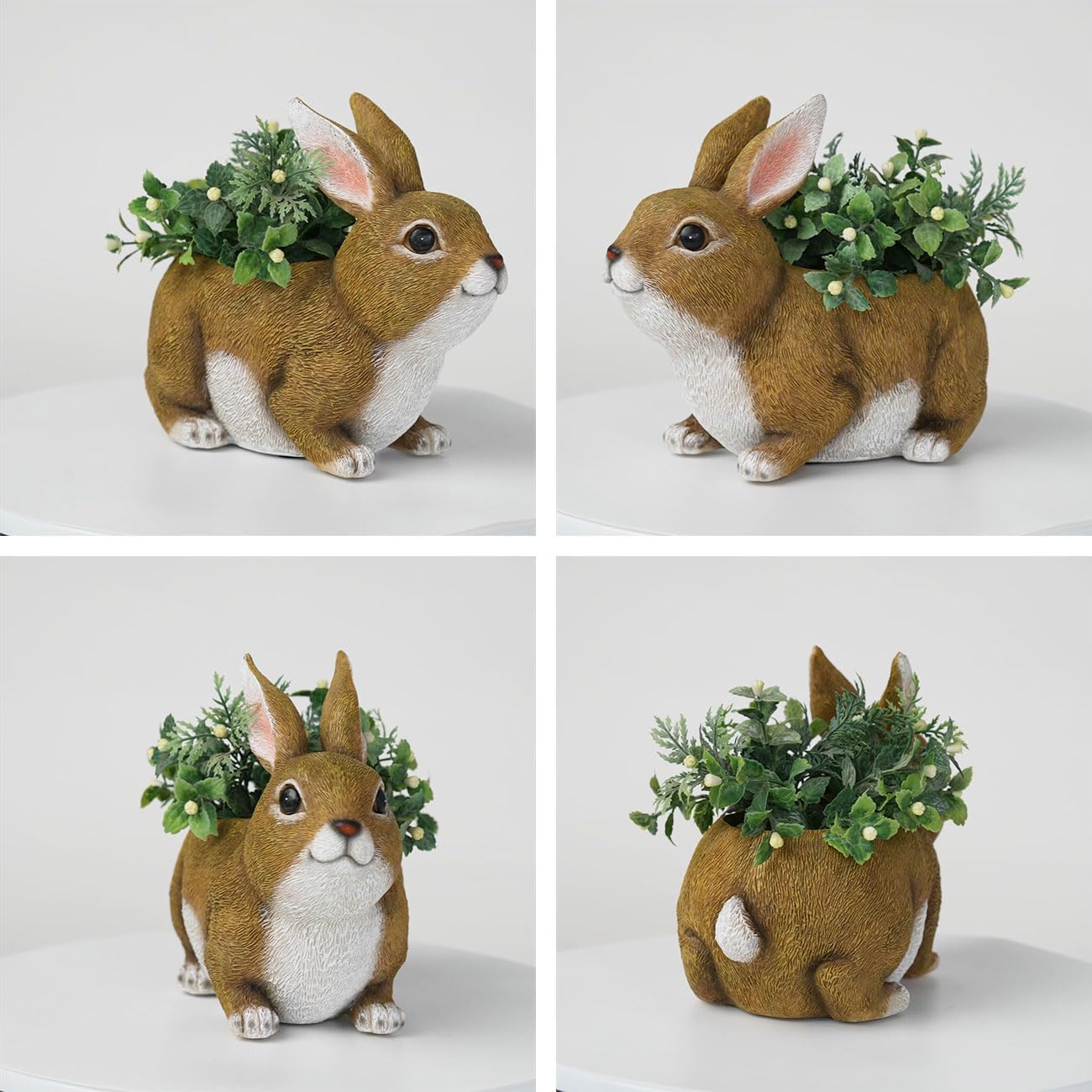 HAUCOZE Rabbit Statue Planter Succulent Pot Modern Animal Sculpture Home Decor Gift for Bookshelf Garden 8.7 Inch