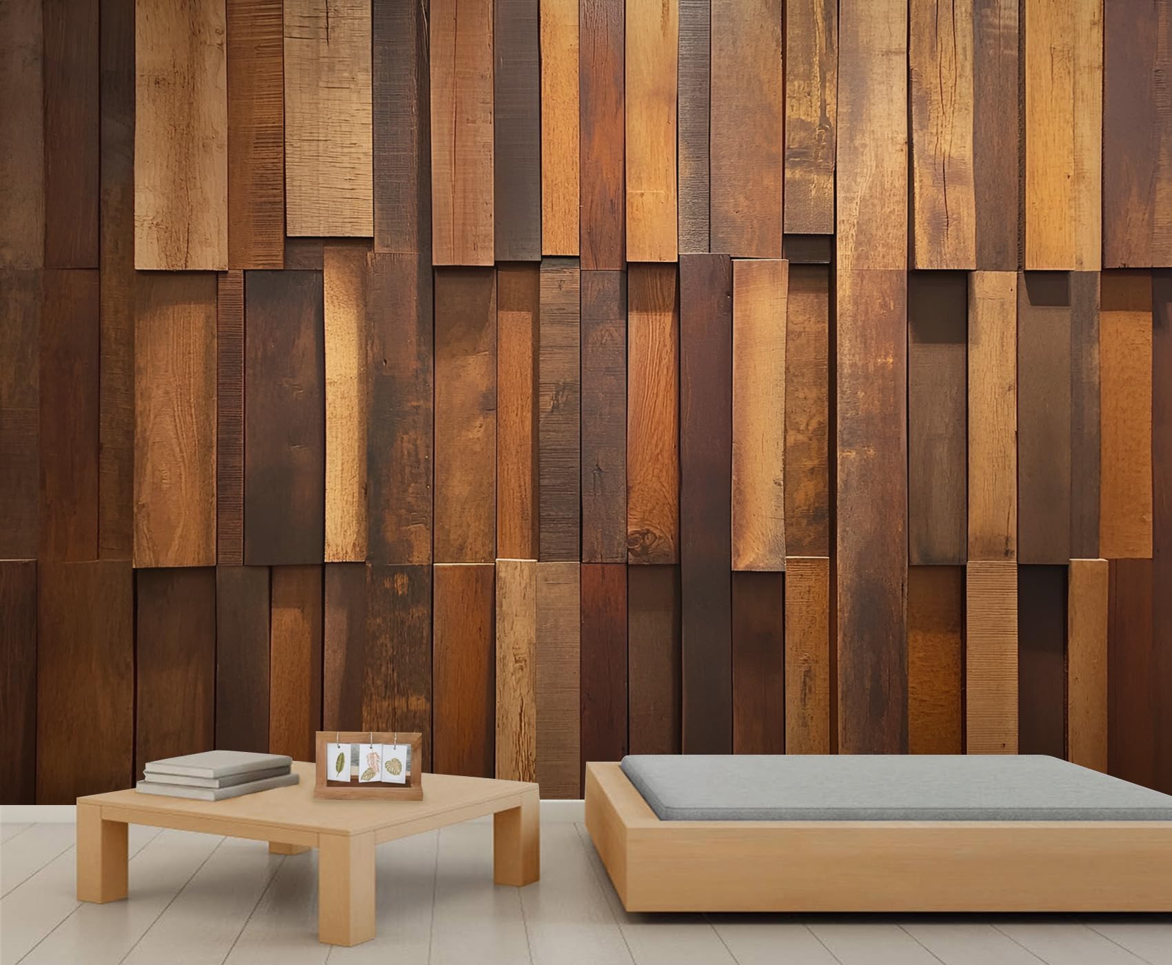 Multiple Irregular Pieces Mural Wallpaper Old Wooden Boards Wallpaper Large Vintage Distressed Wall Mural for Bedroom Home Decor Living Room Dining Room Office
