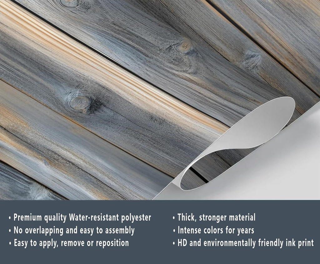 Rustic Wooden Planks Mural Wallpaper - 110" x 79" Mural, Wood Grain Wall Murals for Living Room Bedroom, Vintage Distressed Poster, Wooden Planks Wallpaper (Not Peel and Stick)
