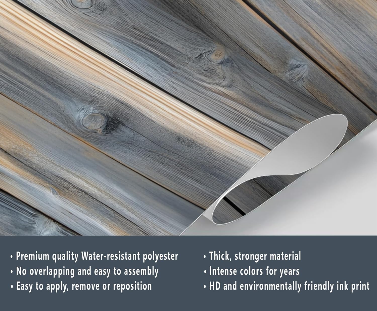 Rustic Wooden Planks Mural Wallpaper - 110" x 79" Mural, Wood Grain Wall Murals for Living Room Bedroom, Vintage Distressed Poster, Wooden Planks Wallpaper (Not Peel and Stick)