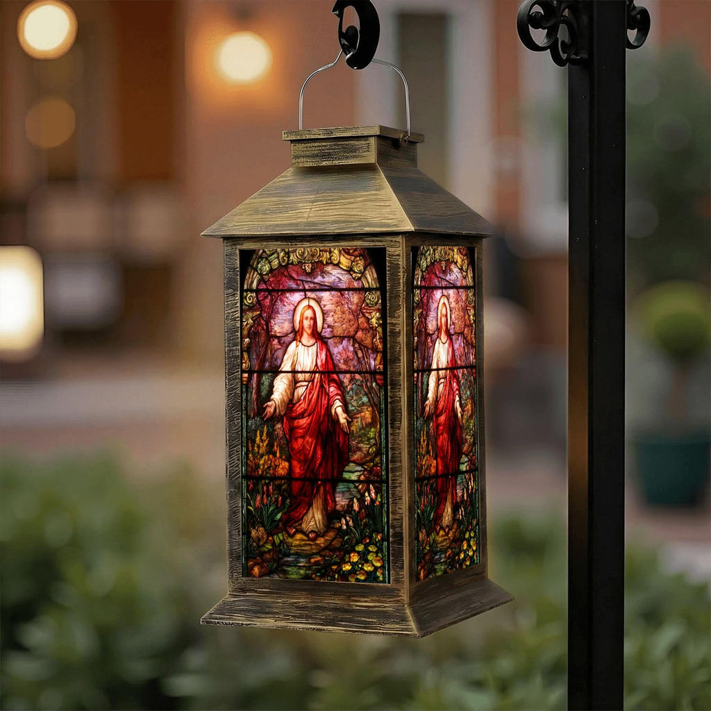 Solar Lantern Outdoor Waterproof Mexican Talavera Ceramic Tile Seamless Ethnic Folk Ornament Italian Garden Decor LED Hanging Solar Lights Tabletop Lamp Gifts for Women Mom Outside Yard Patio Porch