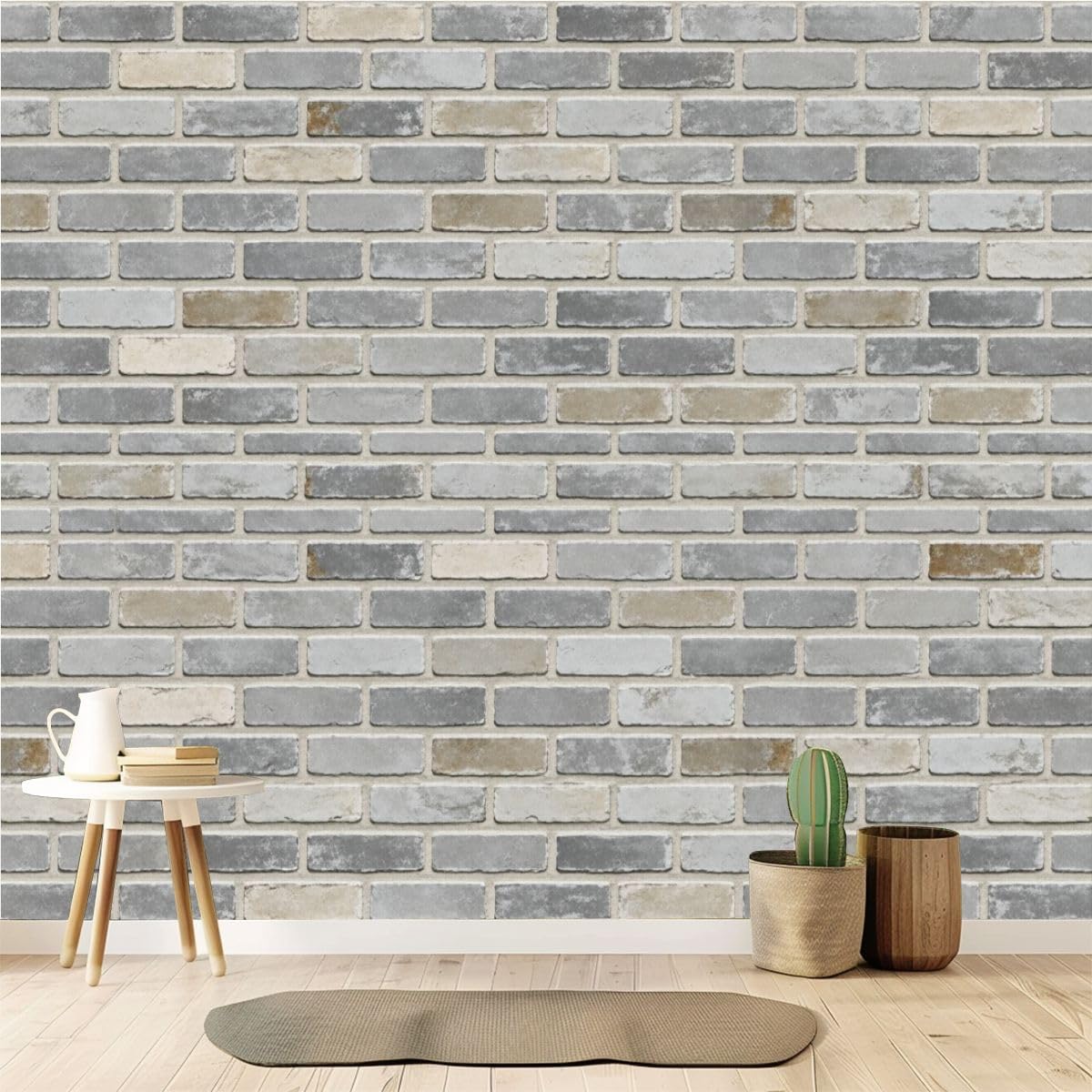Peel and Stick Wallpaper 100'' x 144'' Self-Adhesive Wall Mural Distressed Wooden Planks Teal Brown White Colors Large Wall Sticker, Removable Decor for Bedroom Living Room, Office