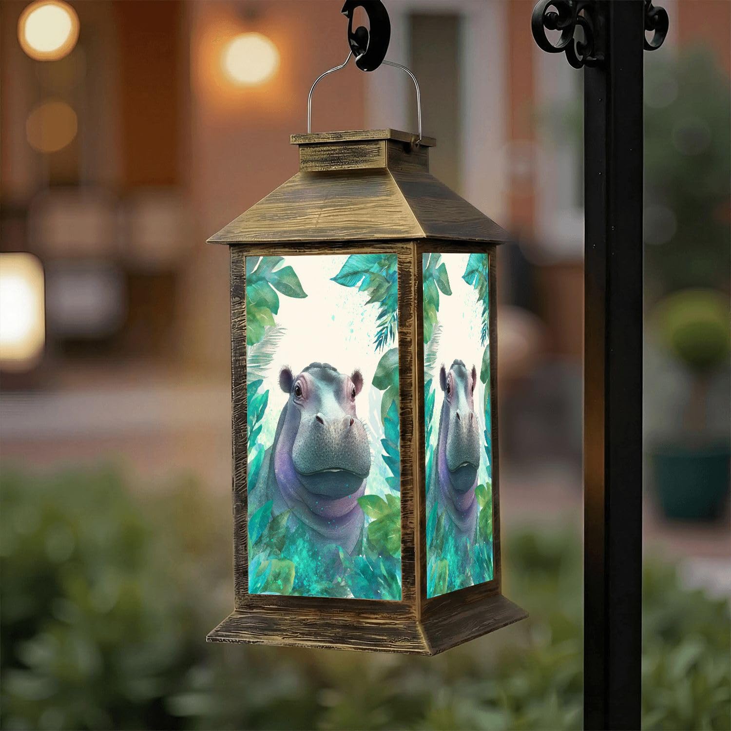 Solar Lantern Outdoor Waterproof Mexican Talavera Ceramic Tile Seamless Ethnic Folk Ornament Italian Garden Decor LED Hanging Solar Lights Tabletop Lamp Gifts for Women Mom Outside Yard Patio Porch