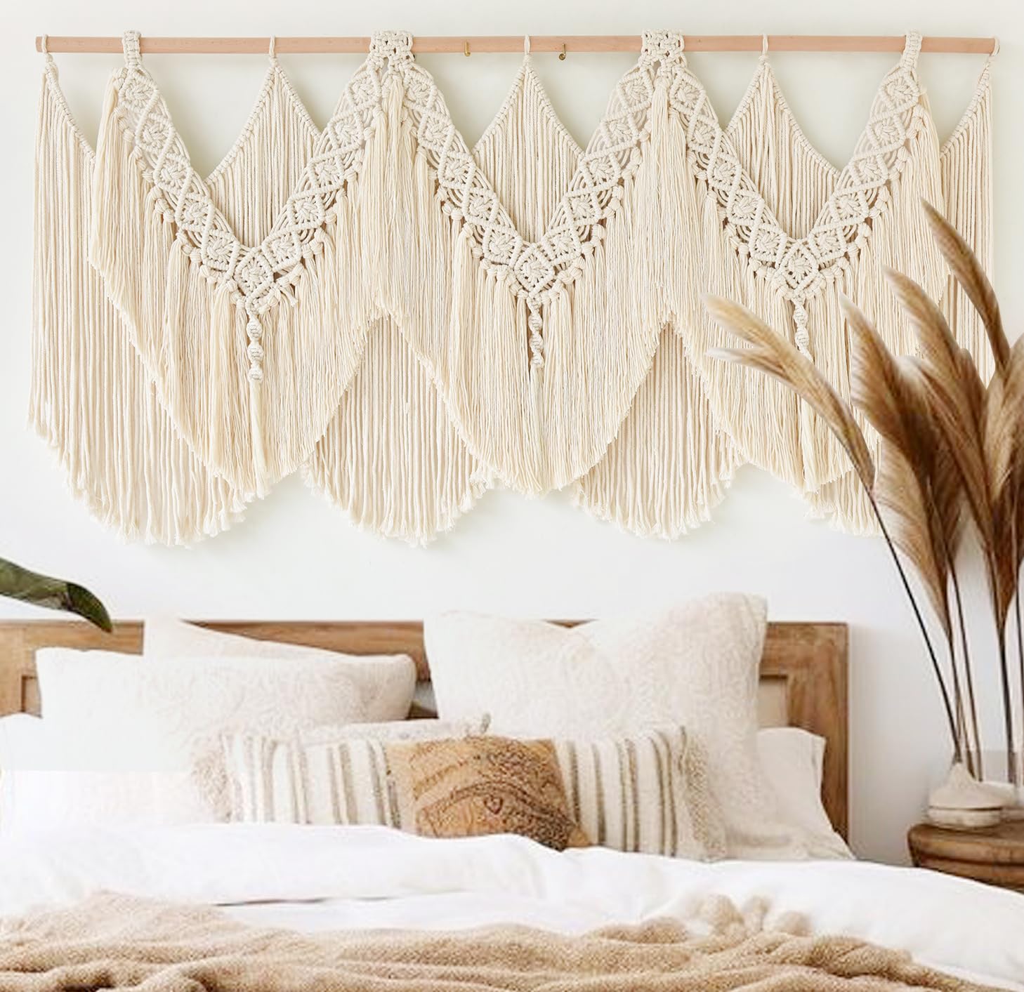 IOWER Macrame Wall Hanging Large Boho Wall Decor Craftsmanship Handmade Woven Cord Wall Art for Living Room Bedroom Apartment Wedding or Party Backdrop 47" W x 39" L