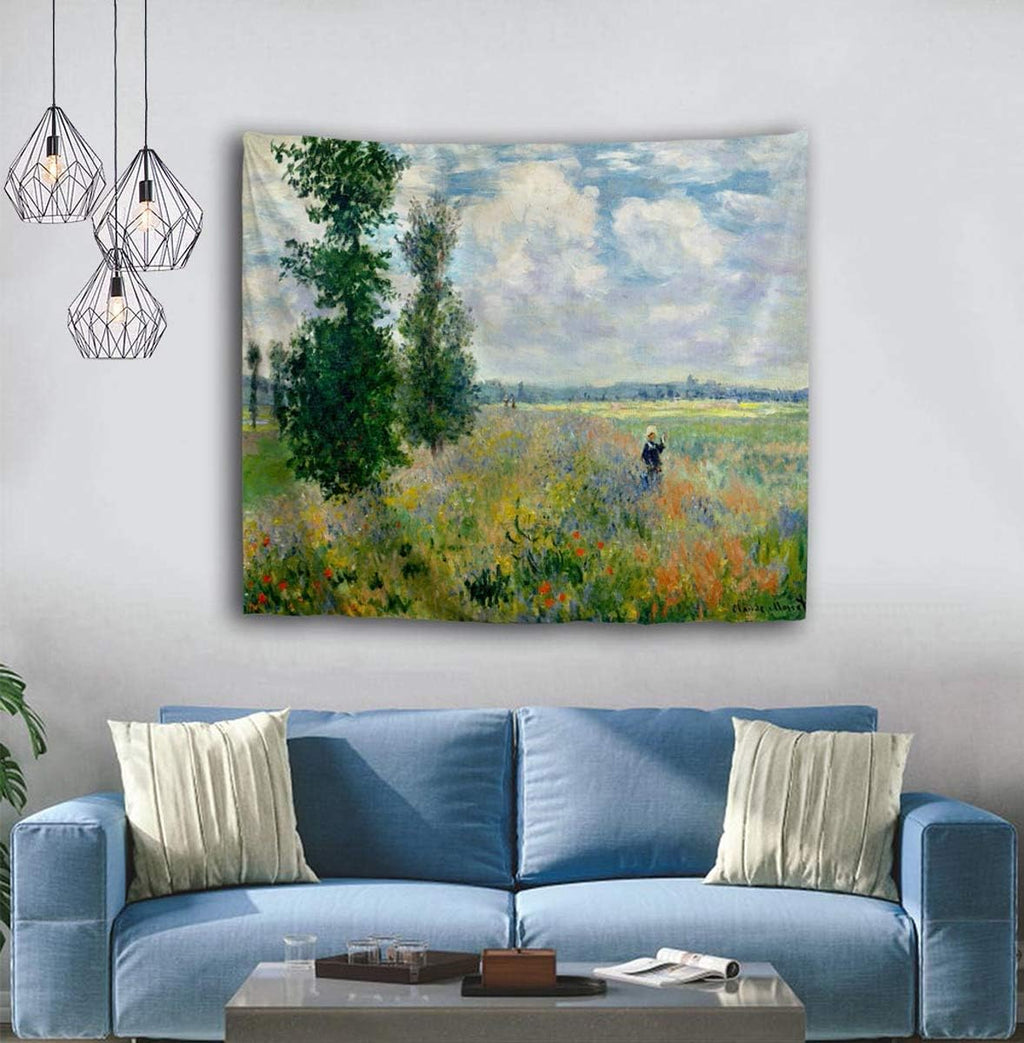 WIHVE Monet's Tapestries, Flower Women Field Argenteuil Tapestry Wall Hanging Art Home Decor for Bedroom Living Room Apartment Dorm 90 x 60 Inches