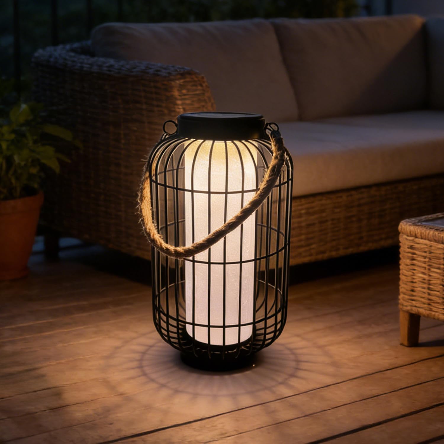 Solar Hanging Lantern Outdoor Waterproof，Retro Metal Auto On Off Table Lamp Decorative Lights for Garden Patio Porch Lawn Pathway Walkway Tabletop Decorative (1 Pack Black)