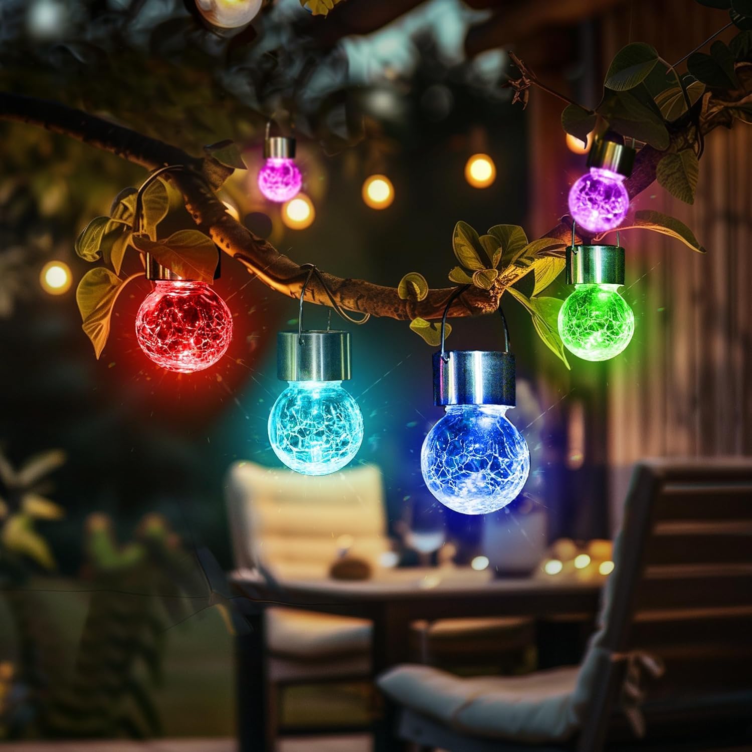 GIGALUMI Solar Lights Outdoor Waterproof, 16 Pack Solar Hanging Lights Garden Decor, Gifts for Women, Solar Outdoor Lantern Waterproof Cracked Glass for Yard, Fence, Tree(Color Changing)