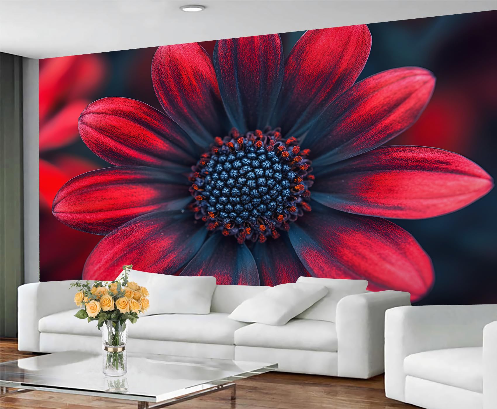 Colorful Distressed 3D Wood Grain Striped Wall Mural for Living Room & Bedroom, 197" x 118.2", Non-Adhesive