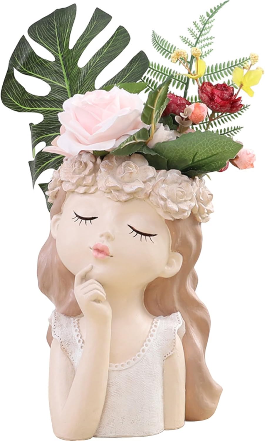 Resin Fairy Girl Planter with 2 Rooted Spider Plant Cuttings – Elegant Desktop Flower Pot & Home Décor Gift