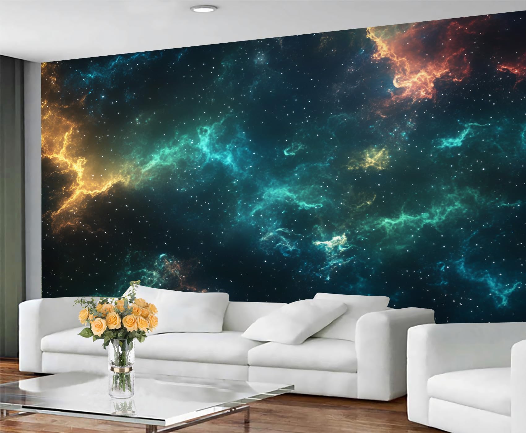 Colorful Wood Grain Wall Mural - Distressed Murals, Wooden Stripes Large Wall Murals for Living Room, Wood Grain Mural - 197" x 118.2" (Not Peel n' Stick)