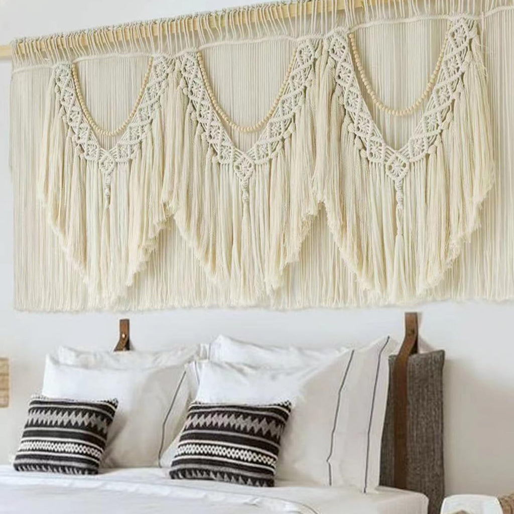 IOWER Macrame Wall Hanging Large Boho Wall Decor Craftsmanship Handmade Woven Cord Wall Art for Living Room Bedroom Apartment Wedding or Party Backdrop 47" W x 39" L