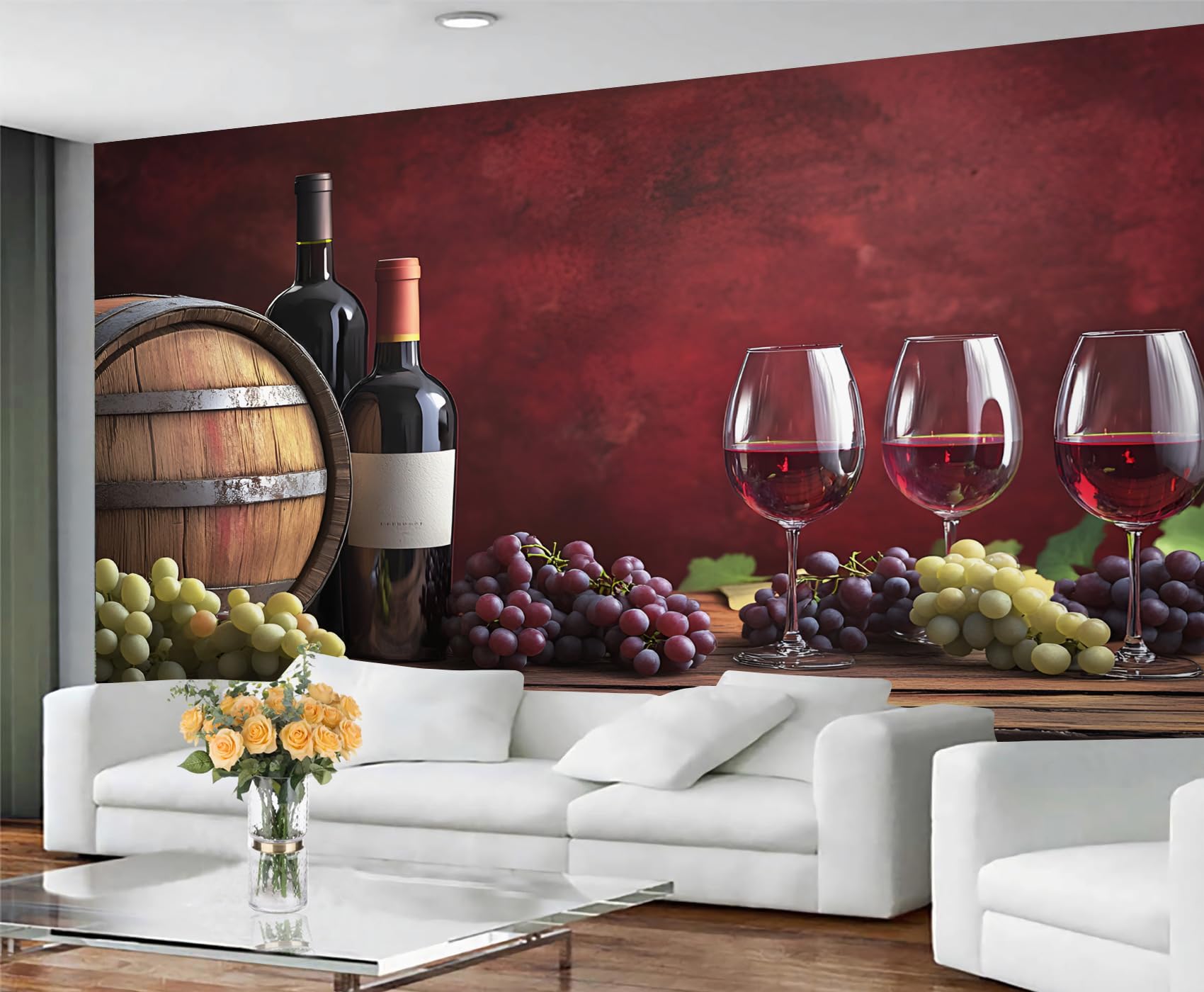 Colorful Wood Grain Wall Mural - Distressed Murals, Wooden Stripes Large Wall Murals for Living Room, Wood Grain Mural - 197" x 118.2" (Not Peel n' Stick)