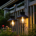 2-Pack Red Waterproof Metal Solar Hanging Lanterns with Hooks, Warm White LED for Yard Garden Patio Outdoor Decor