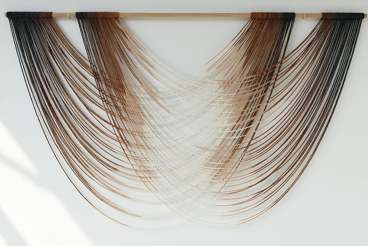 Flber Macrame Wall Hanging Dip Dye Brown Boho Wall Decor Yarn Tapestry Modern Living Room Bedroom Home Wall Decor 57" W x 35" L