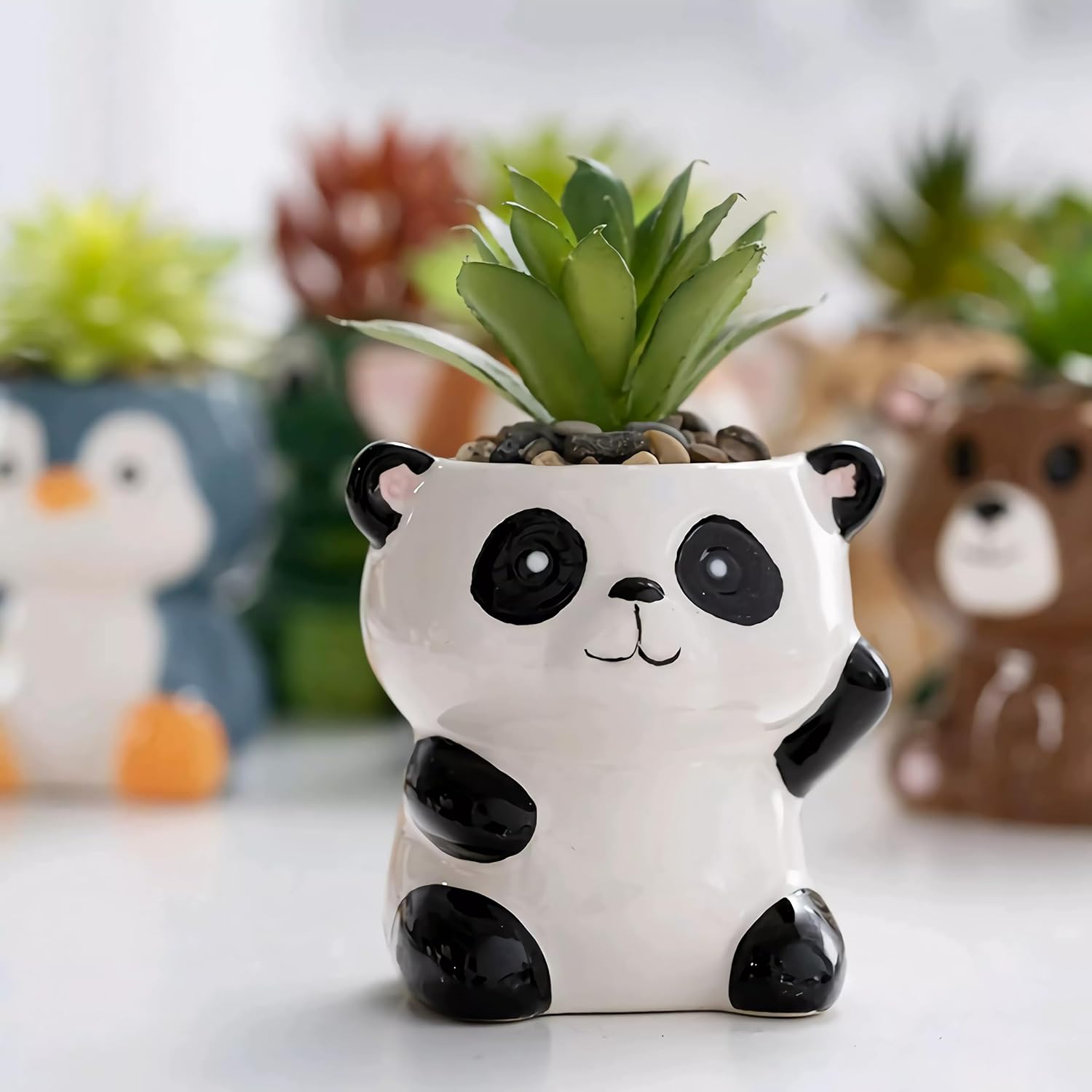 Cute Cartoon Animal Shaped Succulent Cactus Plant Pots-Plants Not Included (About 2.8 Inches) (Randomly 12 PCS)
