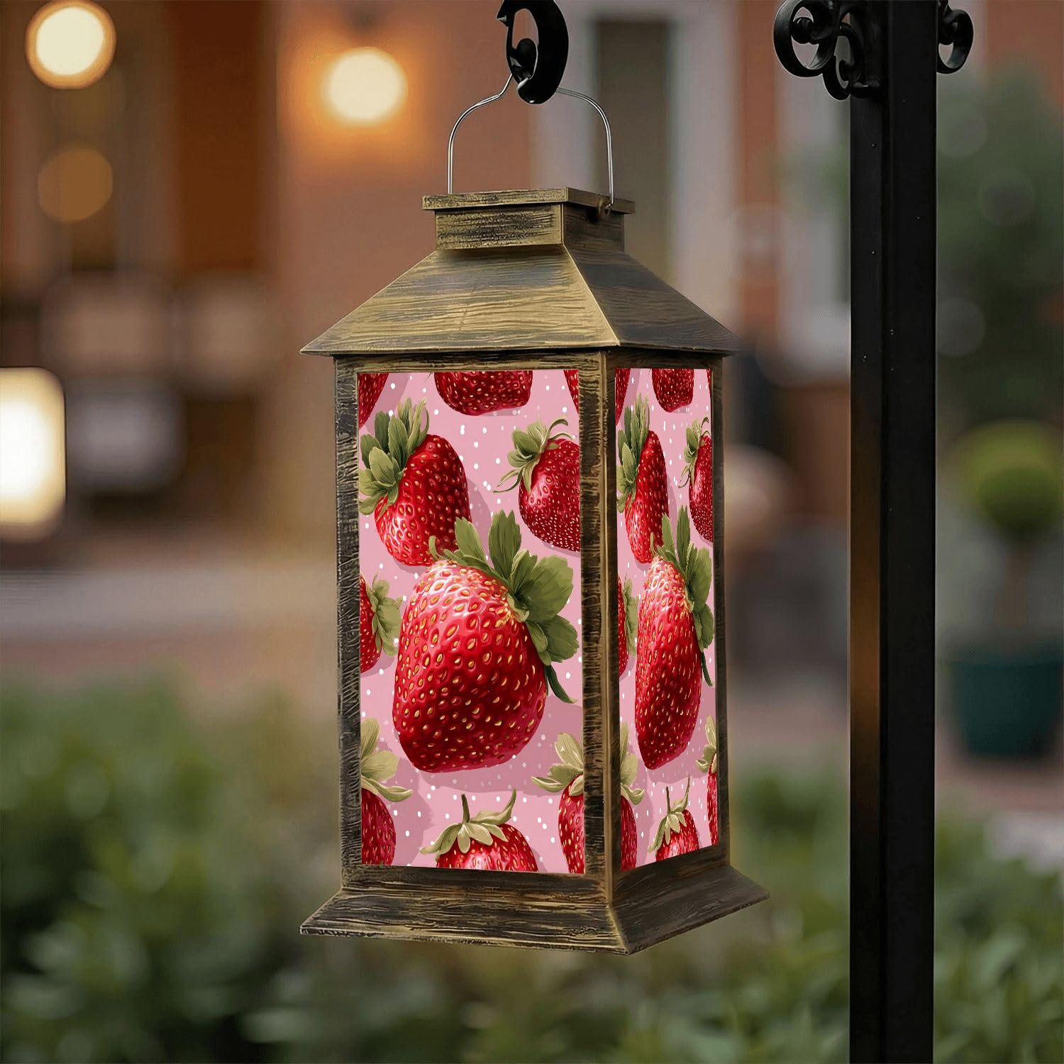 Solar Lantern Outdoor Waterproof Mexican Talavera Ceramic Tile Seamless Ethnic Folk Ornament Italian Garden Decor LED Hanging Solar Lights Tabletop Lamp Gifts for Women Mom Outside Yard Patio Porch