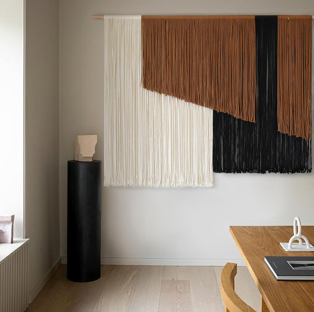 Jakalin Macrame Wall Hanging Dip Dyed Fiber Macrame Wall Decor Boho Cord Living Room Wall Art 57" Wx43 L