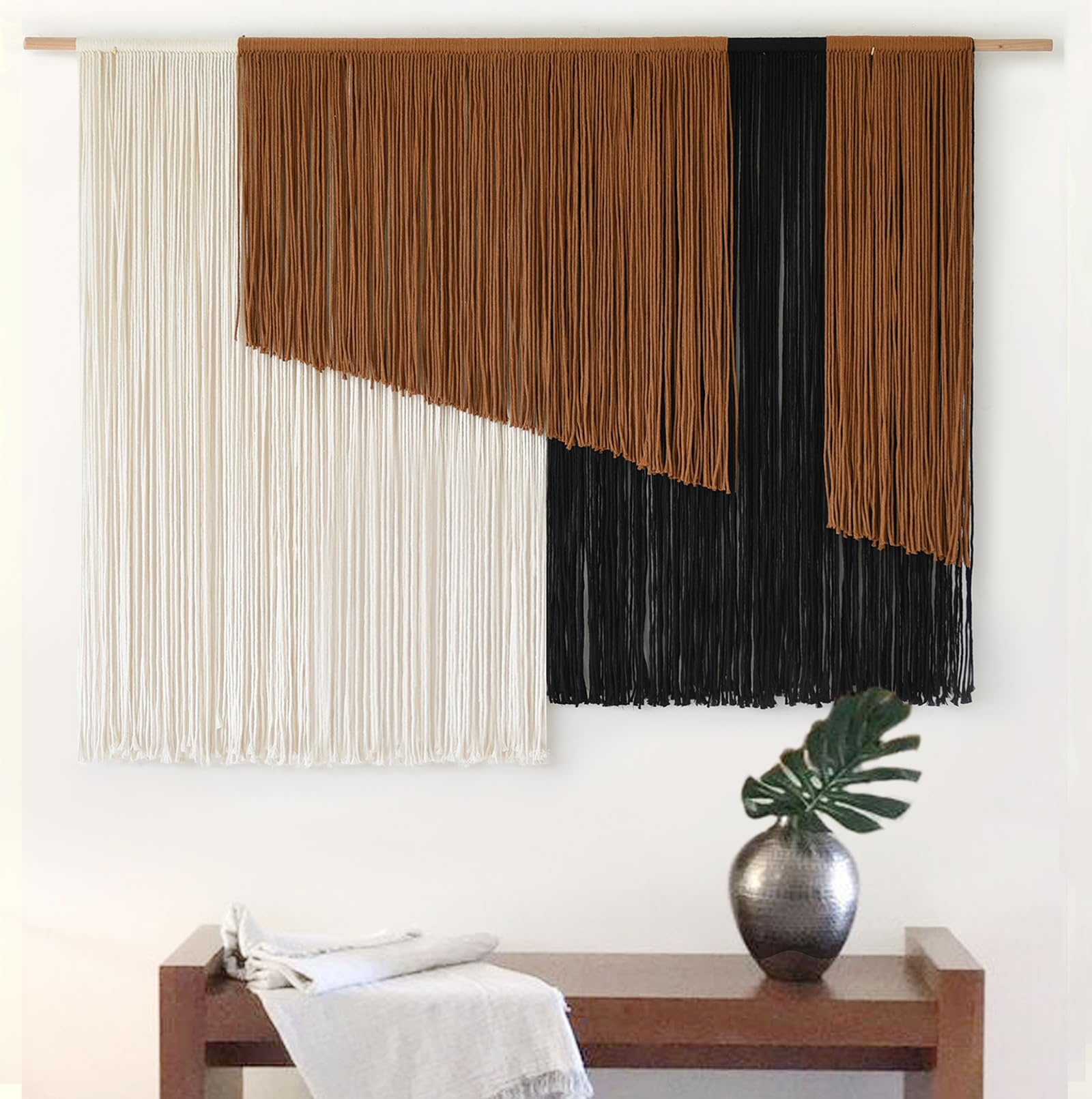 Jakalin Macrame Wall Hanging Dip Dyed Fiber Macrame Wall Decor Boho Cord Living Room Wall Art 57" Wx43 L