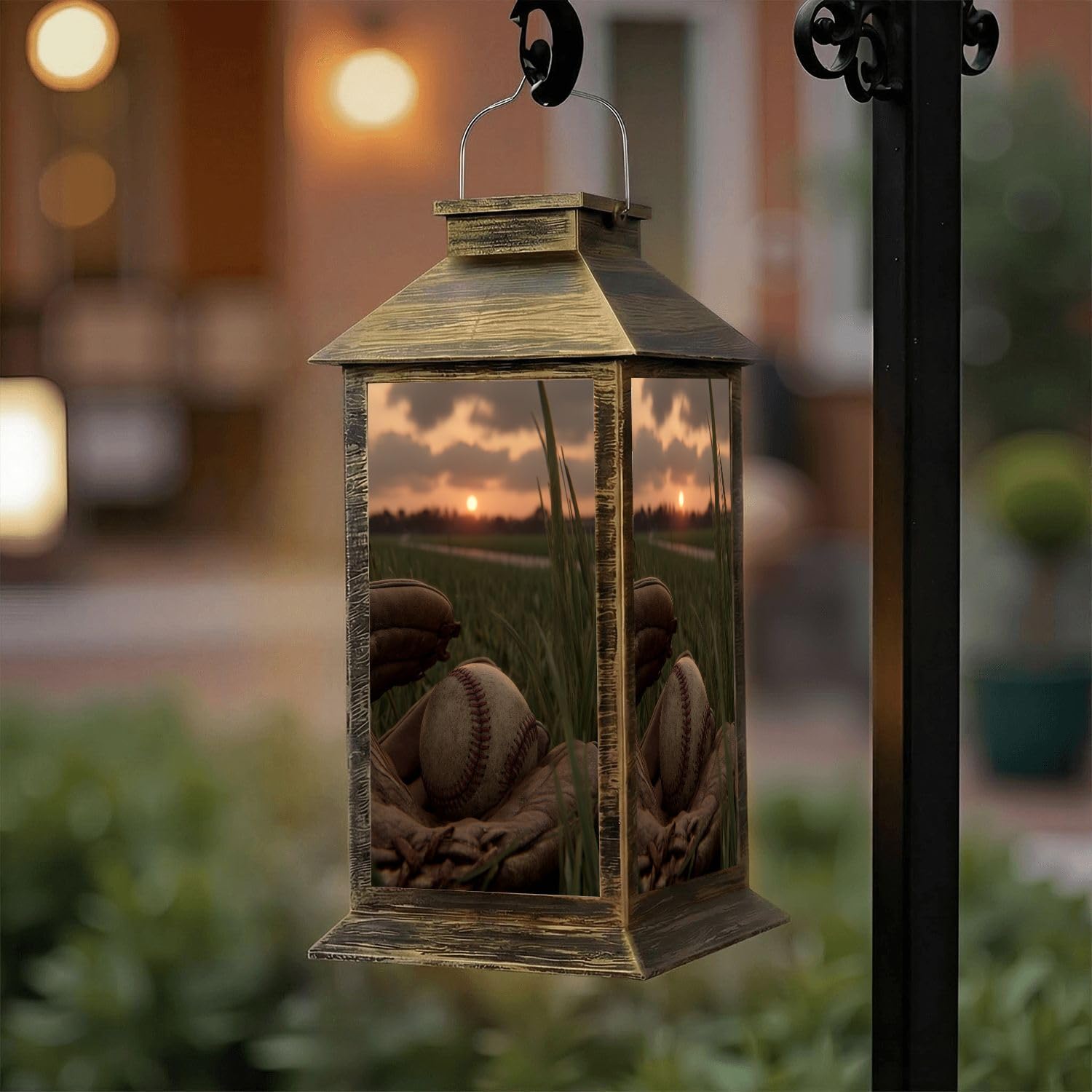 Solar Lantern Outdoor Waterproof Mexican Talavera Ceramic Tile Seamless Ethnic Folk Ornament Italian Garden Decor LED Hanging Solar Lights Tabletop Lamp Gifts for Women Mom Outside Yard Patio Porch