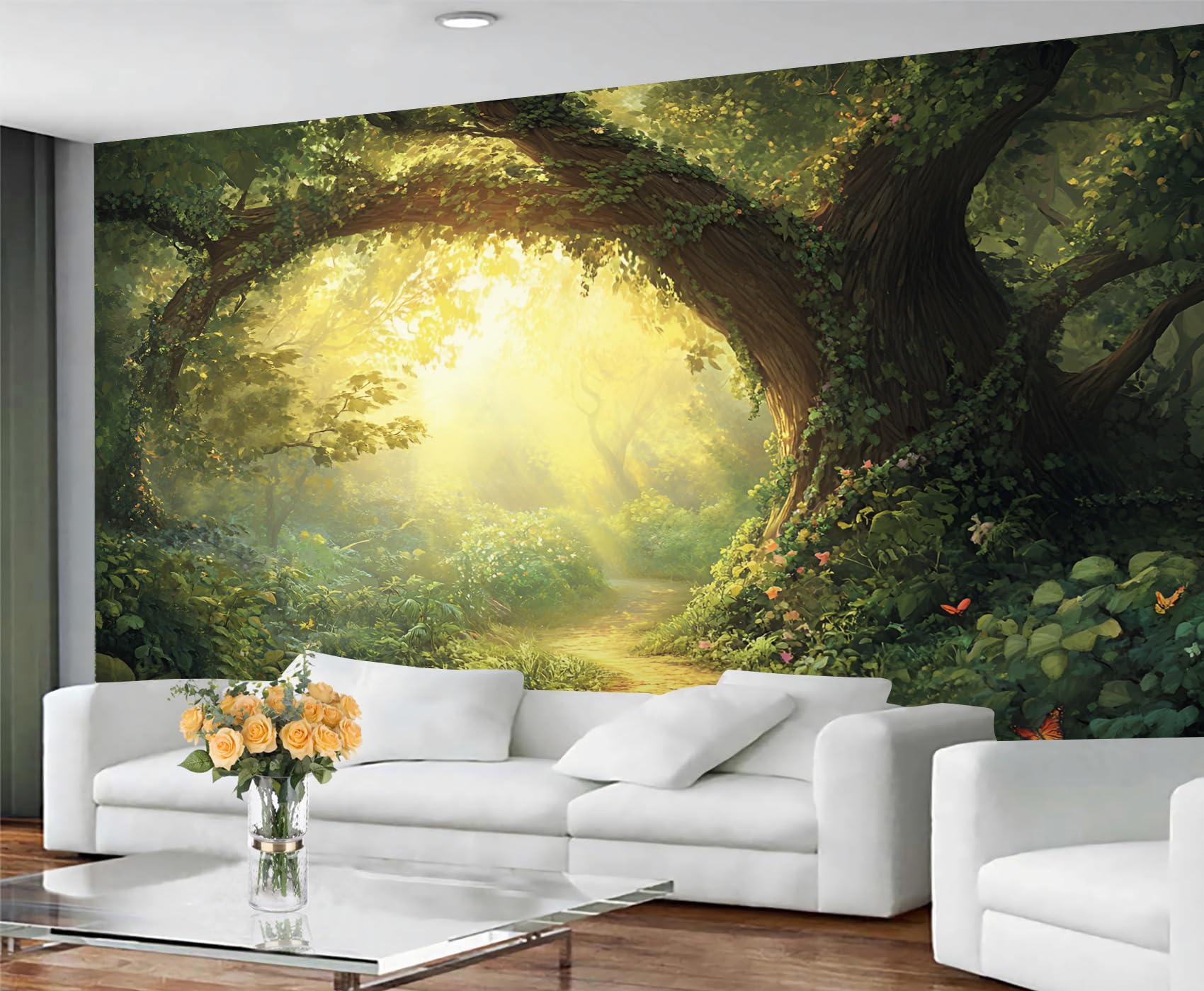 Colorful Wood Grain Wall Mural - Distressed Murals, Wooden Stripes Large Wall Murals for Living Room, Wood Grain Mural - 197" x 118.2" (Not Peel n' Stick)