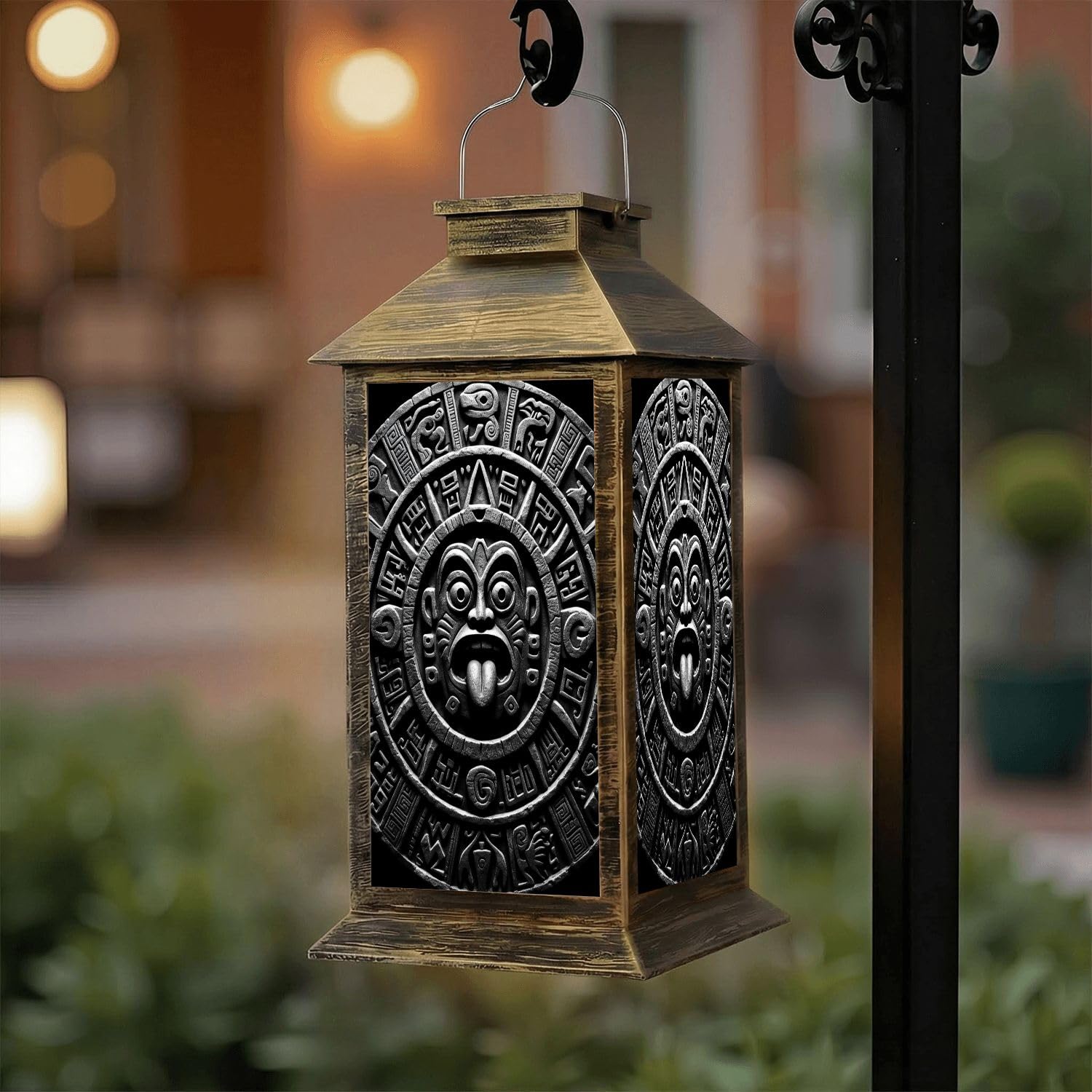 Solar Lantern Outdoor Waterproof Polka Dot Ikat Geometric Folklore Ornament Vintage Retro Style Garden Decor LED Hanging Solar Lights Tabletop Lamp Gifts for Women Mom Outside Yard Patio Porch