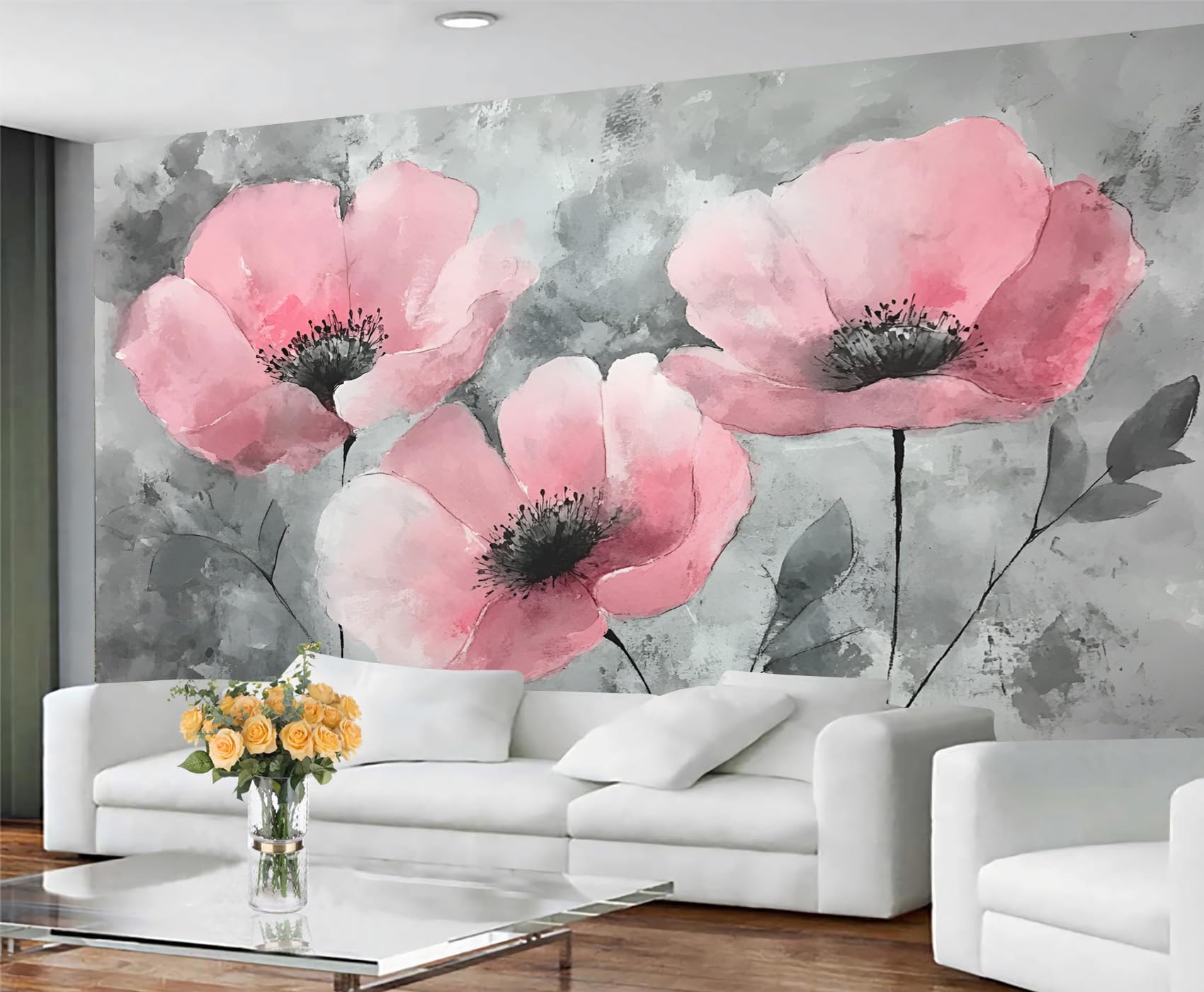 Colorful Distressed 3D Wood Grain Striped Wall Mural for Living Room & Bedroom, 197" x 118.2", Non-Adhesive