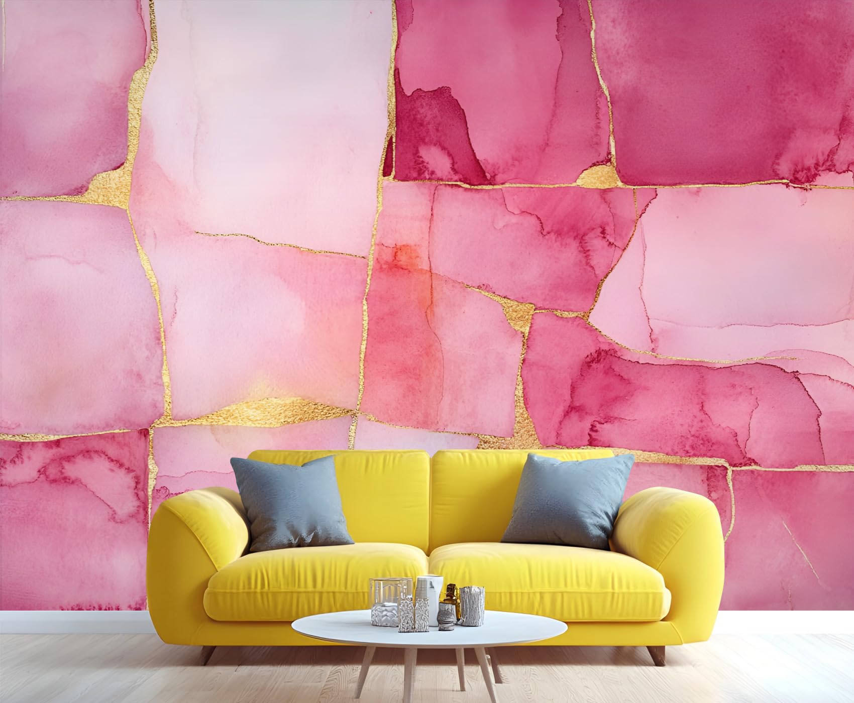 Distressed Wooden Stripes Wall Mural for Bedroom - 79" x 79" Murals, Wooden Plank Wallpaper for Living Room, Distressed Large HD Photo, Stripes Mural Wallpaper for Boys Room (Not Peel and Stick)