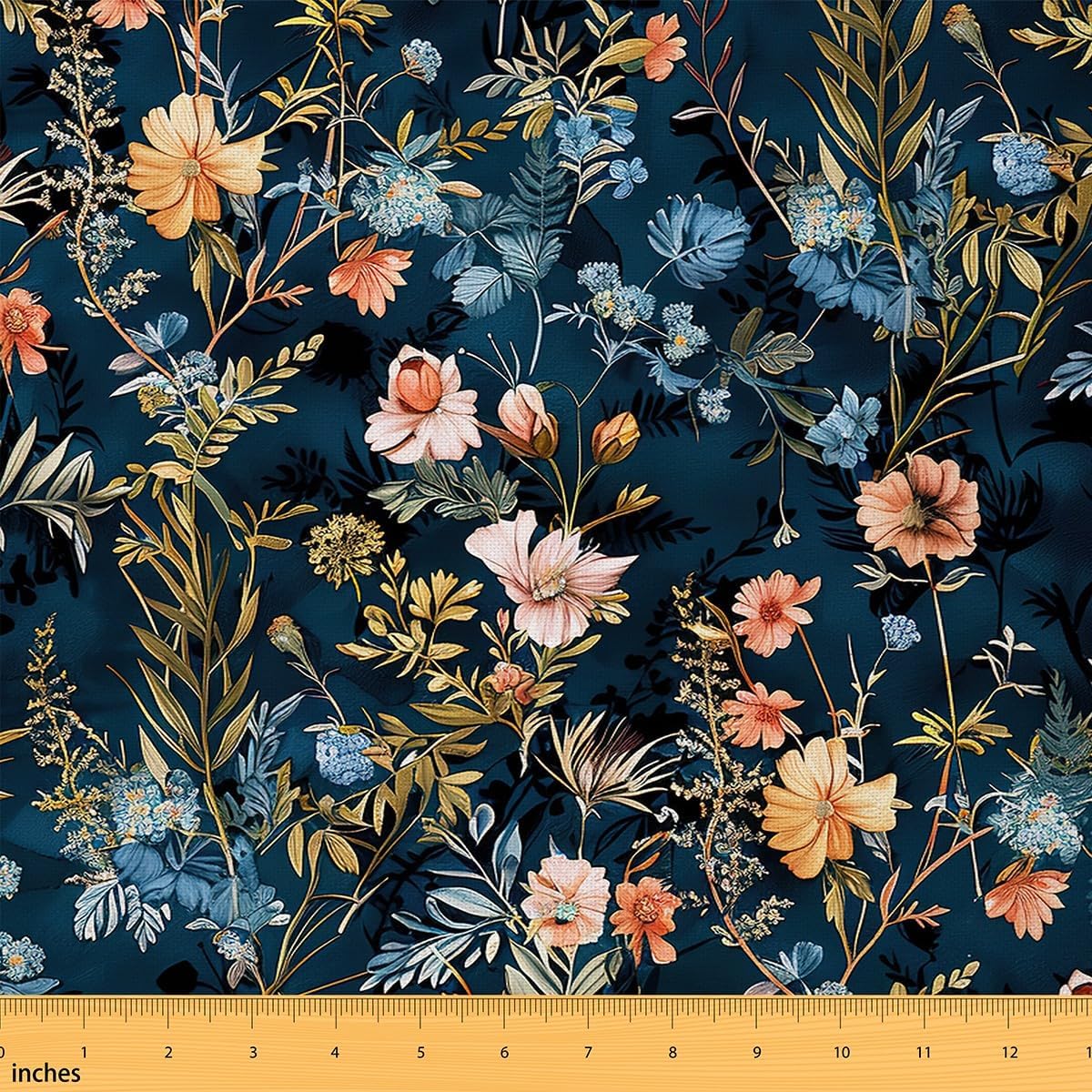 Retro Flowers Fabric by The Yard Vintage Bouquet Colorful Floral Decor Fabric for Craft Art Lovers Wild Plants Country Garden Style Fabric for DIY Soft Flannel Polyester 5 Yards,180" L x 59" W