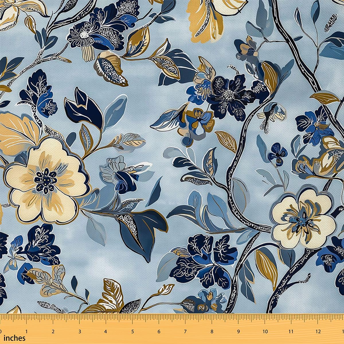 Retro Flowers Fabric by The Yard Vintage Bouquet Colorful Floral Decor Fabric for Craft Art Lovers Wild Plants Country Garden Style Fabric for DIY Soft Flannel Polyester 5 Yards,180" L x 59" W