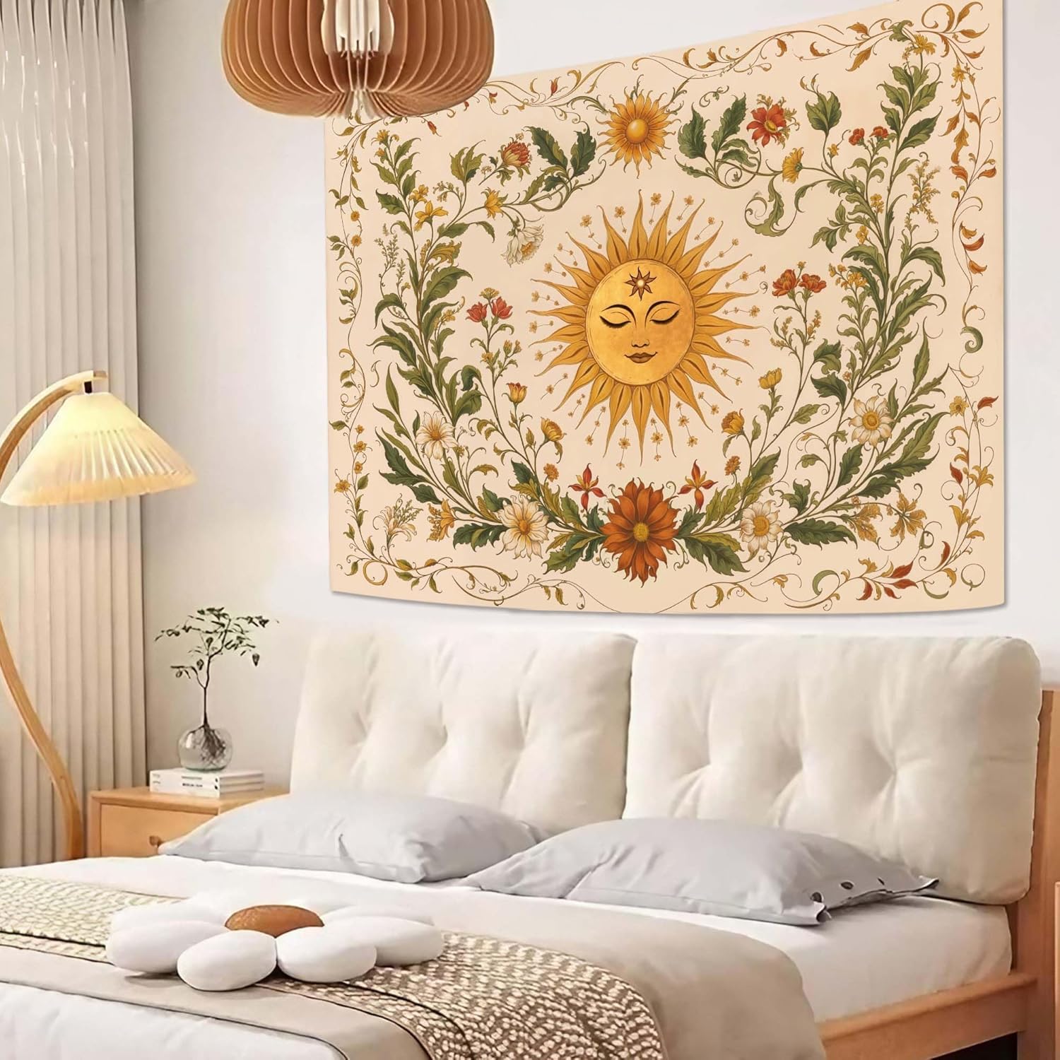 Spenlife Sun Tapestry Boho Tapestry for Bedroom Yellow and Green Tapestries Wall Hanging Bedroom Living Room Wall Art and Home Decor 70x90