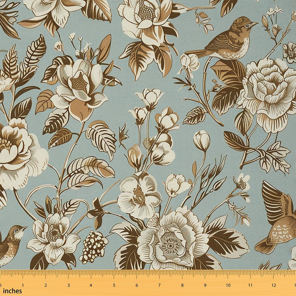 Retro Flowers Fabric by The Yard Vintage Bouquet Colorful Floral Decor Fabric for Craft Art Lovers Wild Plants Country Garden Style Fabric for DIY Soft Flannel Polyester 5 Yards,180" L x 59" W