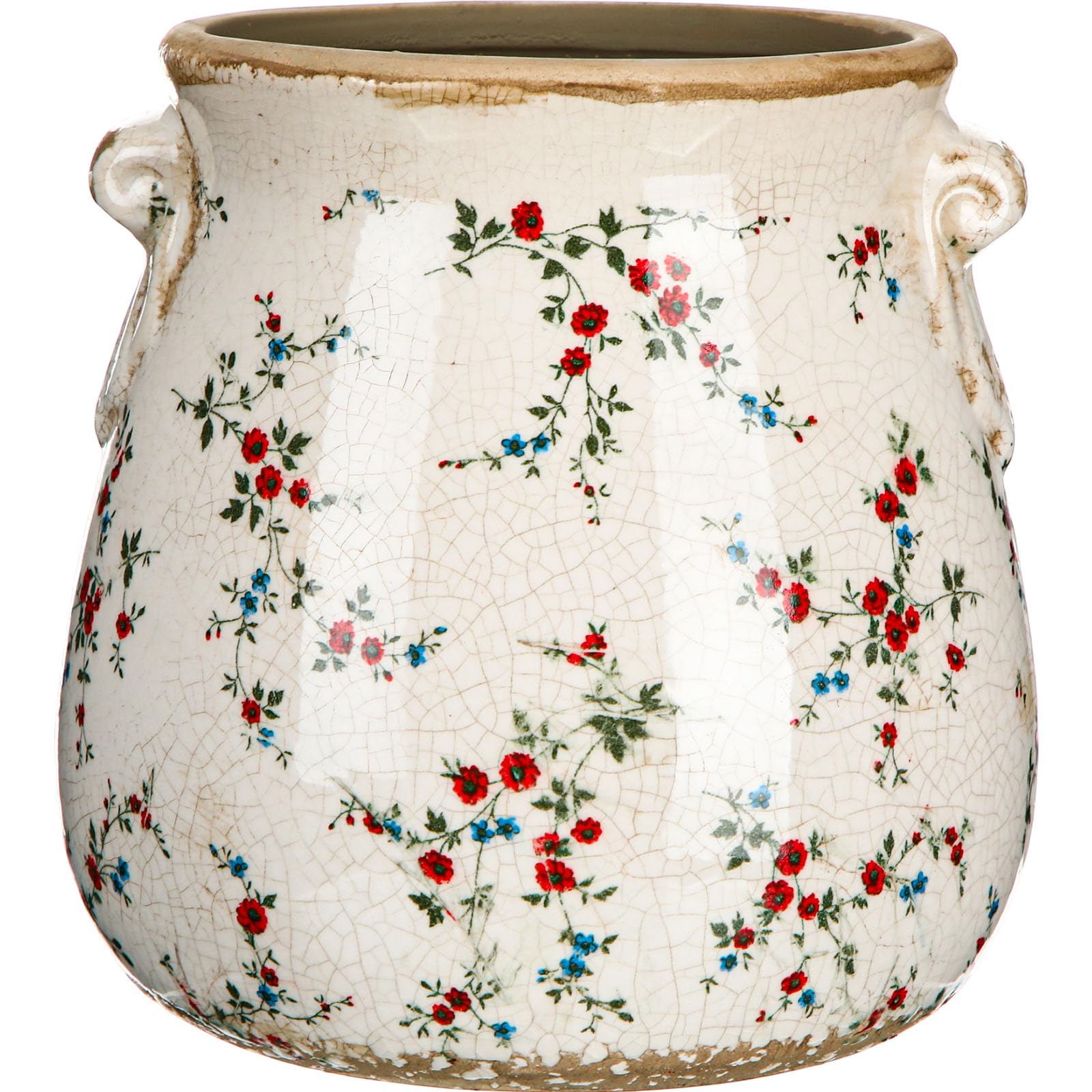 Ceramic Green Scroll Planter 6.5 Inch Chinoiserie Floral Vase with Drainage Holes Vintage Flower Vase Flower Pot Rustic Ceramic Pots for Indoor Plants Flowers Garden Home Bookshelf Decor