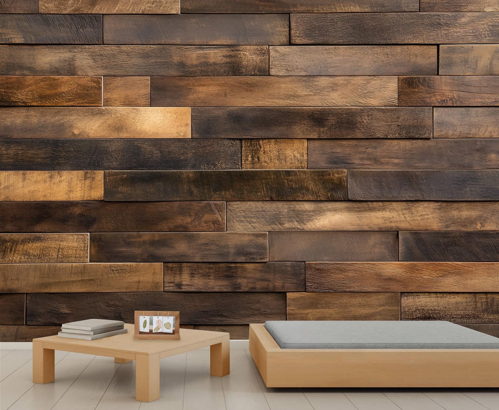 Old Wood Board Wall Mural, Distressed Mural, Industrial Wallpaper, Retro Wall Mural for Bedroom, Wood Grain Home Decor, Wooden Gifts for Women 141.7"x98.4"