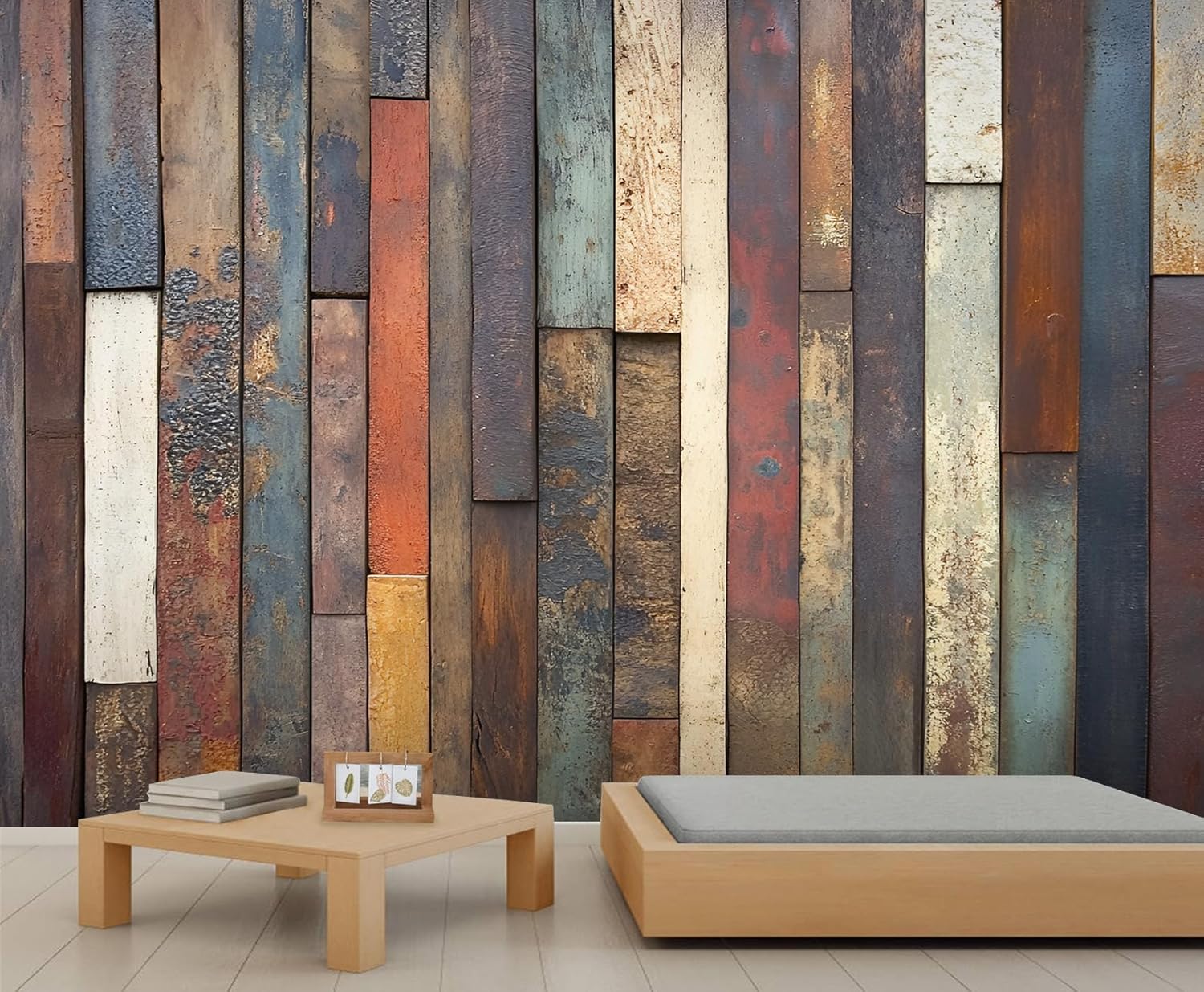 Old Wood Board Wall Mural, Distressed Mural, Industrial Wallpaper, Retro Wall Mural for Bedroom, Wood Grain Home Decor, Wooden Gifts for Women 141.7"x98.4"