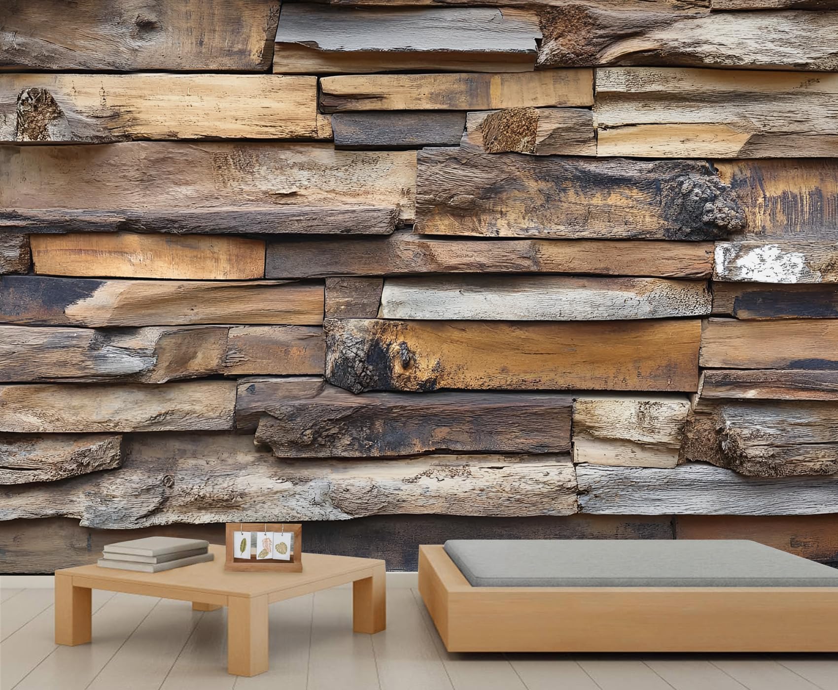 Multiple Irregular Pieces Mural Wallpaper Old Wooden Boards Wallpaper Large Vintage Distressed Wall Mural for Bedroom Home Decor Living Room Dining Room Office